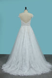 Wedding Dresses Off The Shoulder Tulle A Line With Applique Court