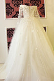 2024 Off The Shoulder Wedding Dresses A Line With Beading Court Train Tulle Lace P7DKT3K1