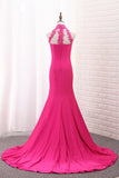 Satin Mermaid High Neck Prom Dresses With