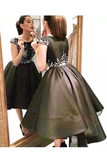 Prom Dresses Scoop Beaded Bodice Satin Asymmetrical