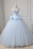 Sweetheart Ball Gown Beading Tulle Prom Dress Court Train Quinceanera STAP5FLTMDC