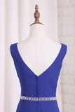 V Neck Bridesmaid Dresses A Line Chiffon With Beads And