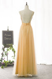 Sexy Spaghetti Straps A Line Prom Dresses Tulle &