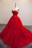 Sweetheart Ball Gown Tulle With Applique Sweep Train