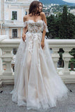 Princess A Line Off the Shoulder Sweetheart Beach Wedding Dresses with Appliques STA15585