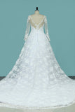 Scoop Long Sleeves Wedding Dresses A Line Tulle With Lace