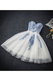 A Line Sweetheart Tulle With Applique Short/Mini Homecoming