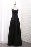 Sweetheart Satin A Line Evening Dresses With Slit