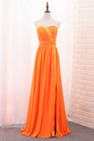 A Line Chiffon Sweetheart Ruched Bodice Bridesmaid Dress Floor