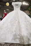 Ball Gown Wedding Dresses Royal Train Bateau Top Quality