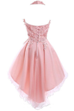 A Line Halter Tulle With Applique Asymmetrical Homecoming