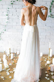 Sexy Open Back Spaghetti Straps Wedding Dresses A Line Ruched