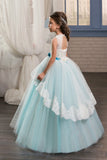 Ball Gown Scoop With Applique Flower Girl Dresses Tulle Floor