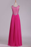 Dresses Scoop Chiffon With Beads And Ruffles Floor Length A Line