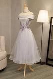 Prom Dresses A Line Boat Neck Tulle With Applique And Handmade