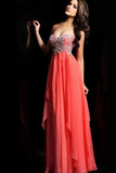 Hot Selling Prom Dresses Halter A-Line Floor Length Chiffon Color Watermelon Only