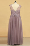 Prom Dresses A Line Scoop Floor Length Tulle With Applique