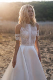 Sexy Lace Appliques High Neck Country Wedding Dresses, Beach Bridal Dresses STA15528