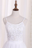 Spaghetti Straps A Line Bridesmaid Dresses Tulle With Embroidery
