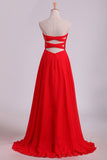 Sweetheart A Line With Beading And Ruffles Chiffon Prom