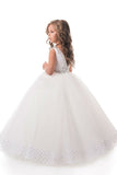 Flower Girl Dresses Ball Gown Scoop Open Back Tulle With