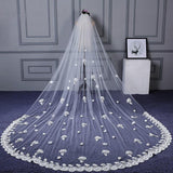 3M Tulle Ivory Wedding Veils with Appliques, Fashion Hand Made Flowers Wedding Veils STA15544