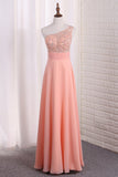 Chiffon One Shoulder A Line Prom Dresses With Applique Sweep