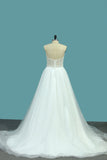 Sweetheart Wedding Dresses A Line Tulle With Beads
