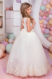 Ball Gown Flower Girl Dresses Scoop Tulle With Applique And