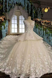 New Arrival Wedding Dresses Scoop Neck With Appliques And Crystals Lace