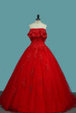 Ball Gown Tulle Boat Neck With Applique And Beading Quinceanera
