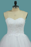Sweetheart Tulle A Line Wedding Dresses With Applique And Beads