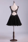 Straps Tulle And Lace A Line Mini Homecoming Dress