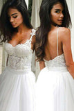 Wedding Dresses Spaghetti Straps Tulle With Applique A Line Open
