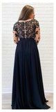 Long Sleeves Black Formal Dress High Slit Sexy Chiffon Long Prom Dress STAPGNANEC5