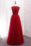 A Line Bridesmaid Dresses Scoop Tulle With Applique Floor