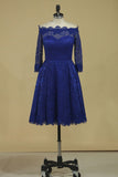 New Arrival Bateau 3/4 Length Sleeves A Line Lace Evening Dresses