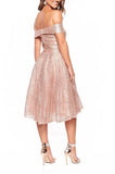 Elegant Off the Shoulder Pink Sequins Sweetheart Short Prom Dresses, Bridesmaid Dresses STA15189