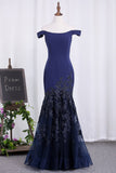 New Arrival Mermaid Off The Shoulder Tulle Evening Dresses With