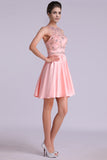 Scoop A Line Homecoming Dresses Satin