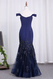 New Arrival Mermaid Off The Shoulder Tulle Evening Dresses With