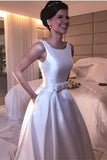 Scoop Wedding Dresses A Line Satin With