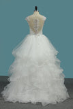 A Line V Neck Wedding Dresses Tulle With Applique Sweep