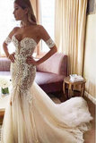 Charming Mermaid Sweetheart Backless Tulle Wedding Dresses With STAPH8491GT