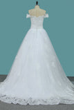 Off The Shoulder A Line Tulle Wedding Dresses With