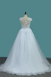Tulle A Line Scoop Wedding Dresses With Applique