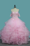 Sweetheart Quinceanera Dresses Tulle With Applique And