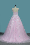 Quinceanera Dresses A-Line Tulle With Applique Sweep Train