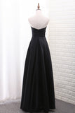 Evening Dresses Sweetheart Satin With Slit A Line Floor