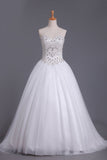 Sweetheart Tulle Wedding Dresses A Line With Beading Court